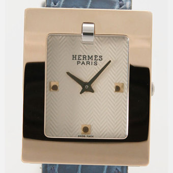 HERMES エルメス時計コピー ウォッチ BE1.220.470/G-CRY クロコレザー ブルー/GPアイボリー レディース ブラックレザー